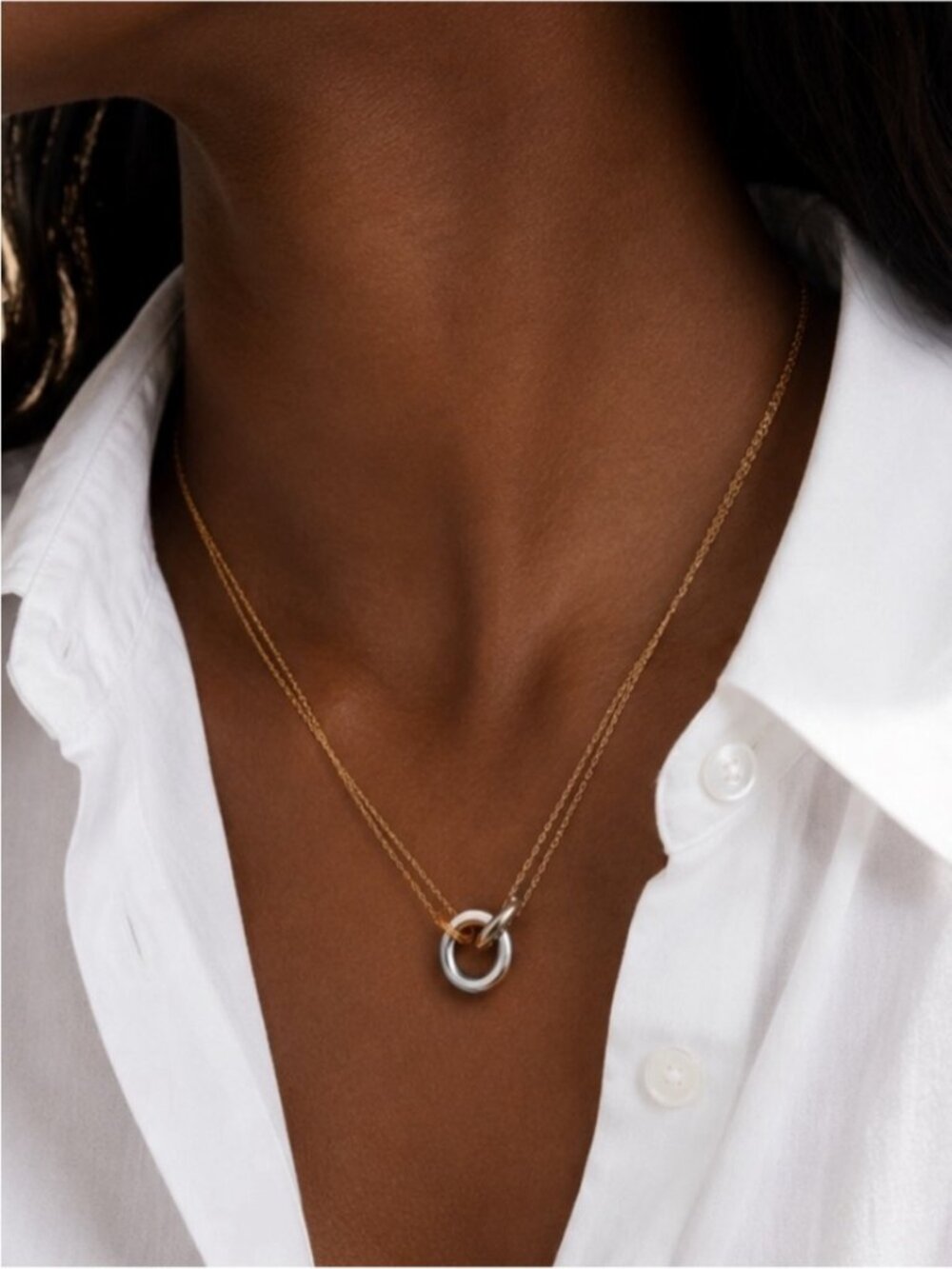 New! Gold Mixed Metal Link Necklace NWOT